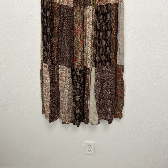 Lucia Lukken Broomstick Broom Skirt M Floral Boho Vintage 90s Patchwork Prairie - Picture 3 of 10